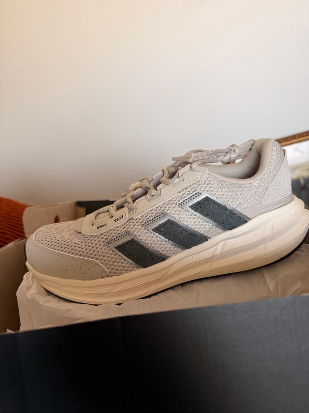 adidas Men's Neutral Trainer Sneakers - Light Gray with Dark Gray Stripes